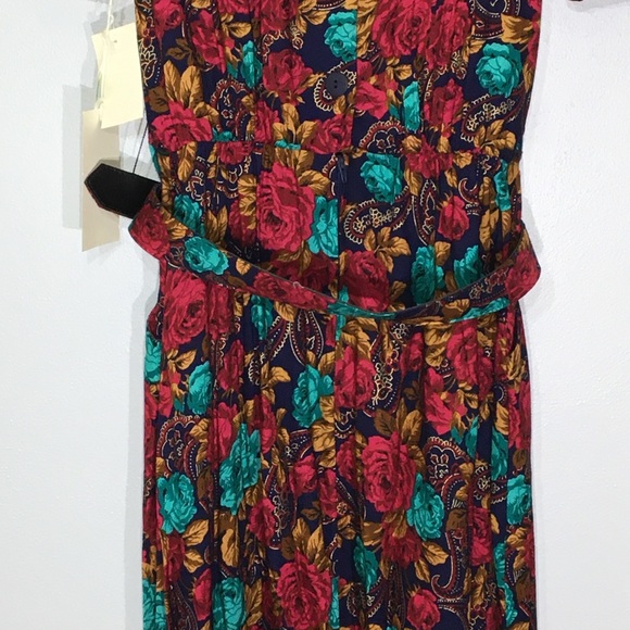 Vintage NWT 90s Dark Cottagecore Floral Dress Belt - Picture 15 of 16